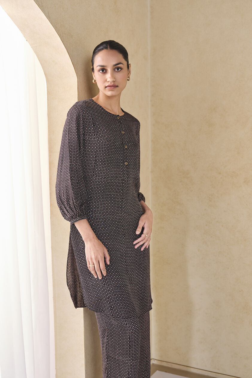 Gabbro Handcrafted Ajrakh Co-ord - Black, Black, image 4